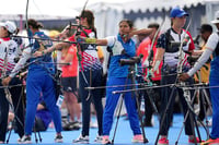 | Photo: AP/Kin Cheung : Ankita Bhakat during the women's archery individual ranking round
